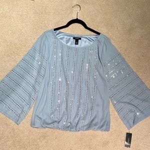 Powder Blue and Bling Blouse by Alfani, Size 8